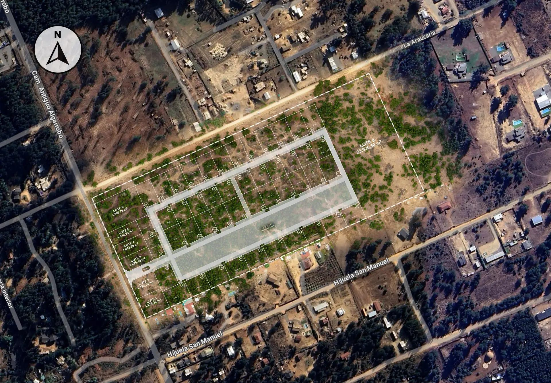 Master Plan Reserva Pinares - ortomosaico con lotes